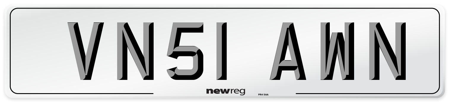 VN51 AWN Number Plate from New Reg